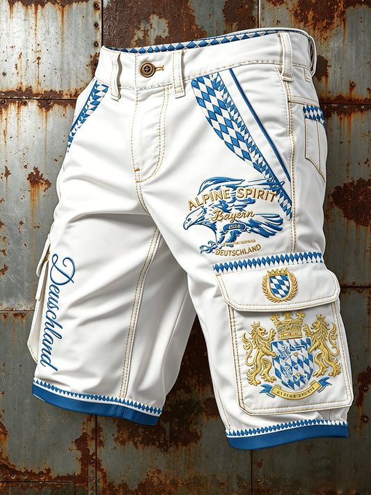 Herren weiße deutsche bayerische Patchwork-Druck-Freizeit-Mode-Arbeits shorts