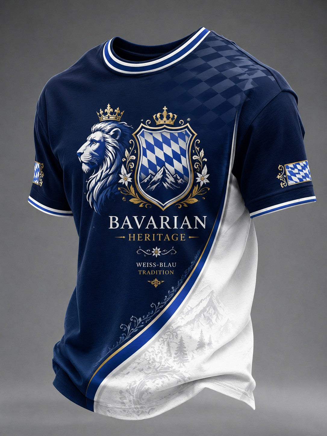 Herren-T-Shirt mit deutschem bayerischen Löwen-Print