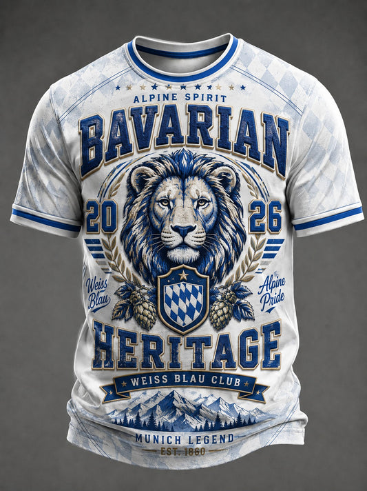 Herren-T-Shirt mit deutschem bayerischen Löwen-Print