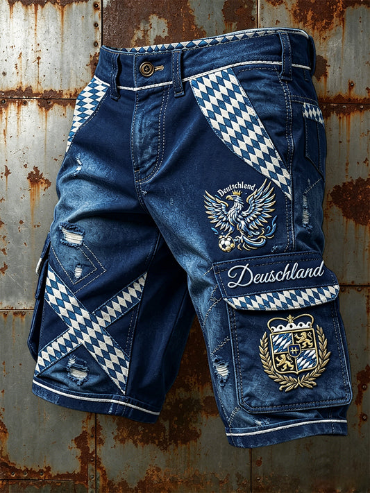 Herren Marineblau Deutscher Fußball Bayerische Diamant-gemusterte Freizeit arbeits shorts