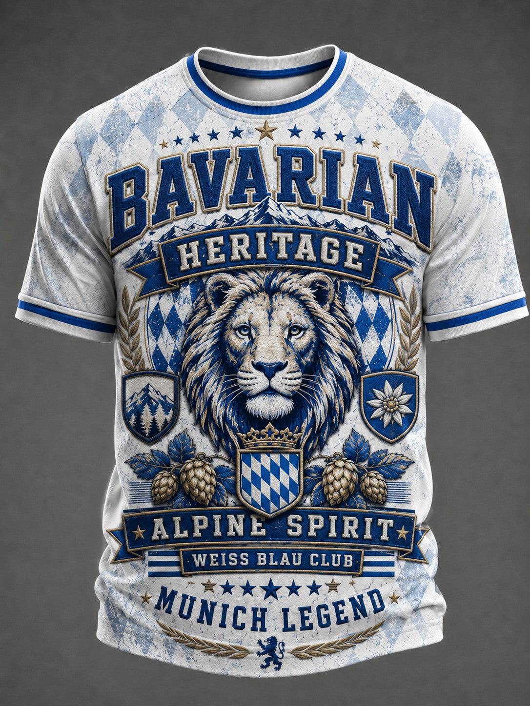 Herren-T-Shirt mit deutschem bayerischen Löwen-Print