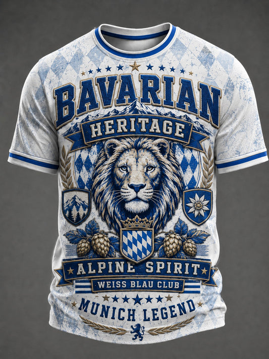 Herren-T-Shirt mit deutschem bayerischen Löwen-Print