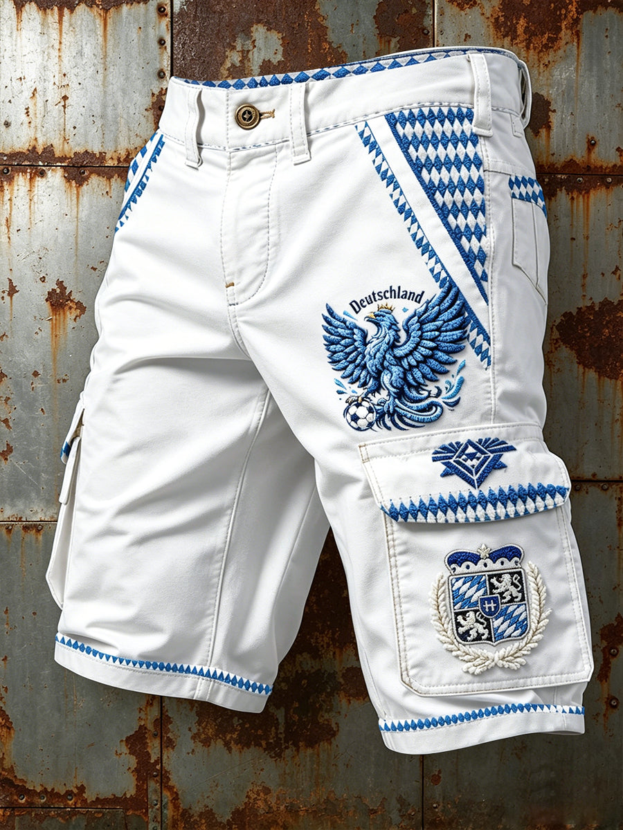 Herren Weiß Deutsch Bavarian Eagle Print Freizeit arbeits shorts