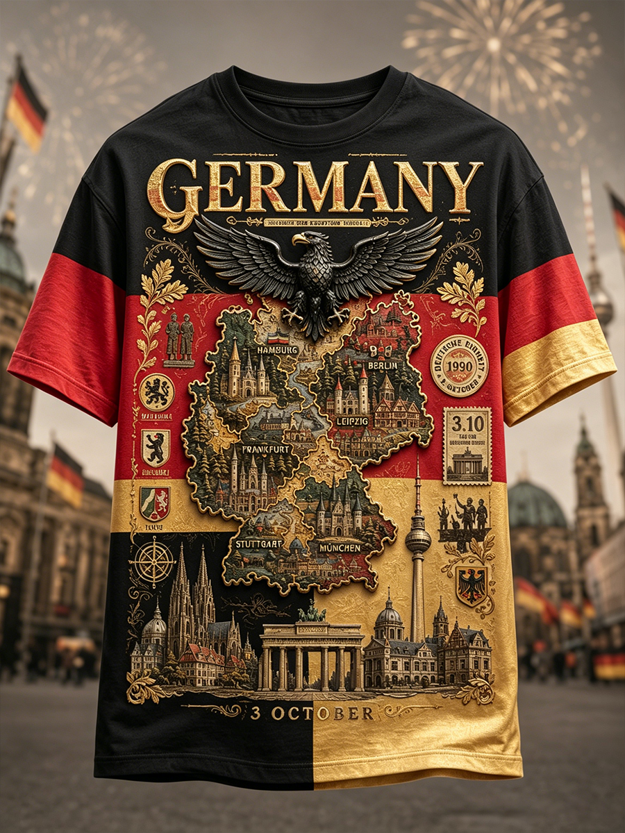 Herren-T-Shirt zum Tag der deutschen Einheit mit kurzen Ärmeln