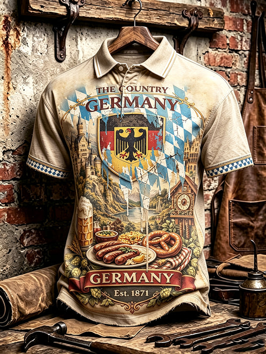Herren-Poloshirt im bayerischen Hahnentrittmuster – lässig für das deutsche Oktoberfest