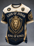 Men's Christian LION OF JUDAH KING OF KINGS Cross Short Sleeve T-shirt