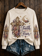 Women's Floral Cross Print Casual Sweatshirt