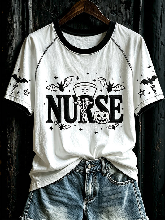Women's Halloween Pattern Printed Casual Short Sleeve T-Shirt