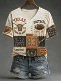 Women's Game Day Football Print Casual T-shirt