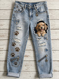 Women's Fun Animals Art Print  Trousers