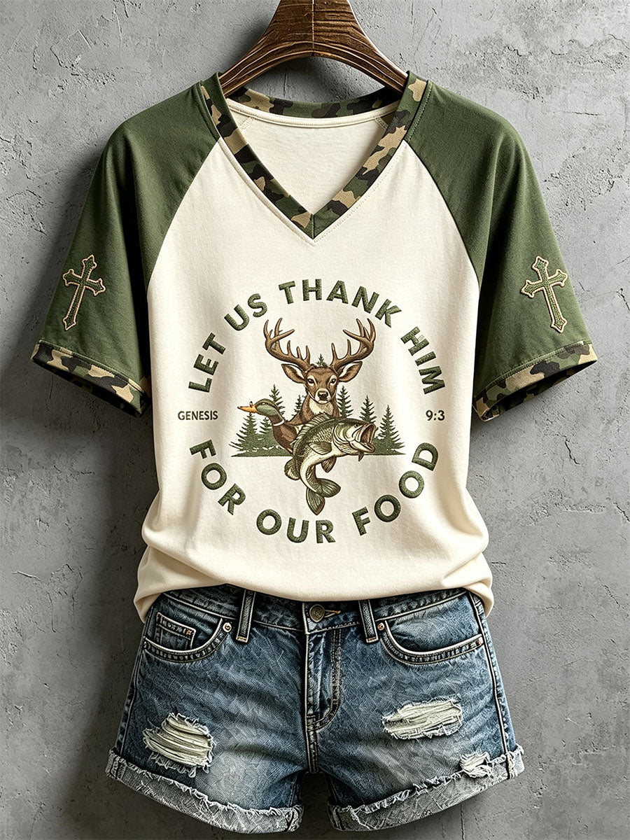 Women's Let Us Thank Him For Our Food T-shirt