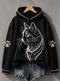 Women's Cat Print Cat Lovers Casual Hoodie