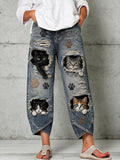 Women's Fun Animals Art Print Flared Trousers