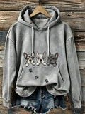 Women's Peeking French & Paw Prints Cozy hoodie