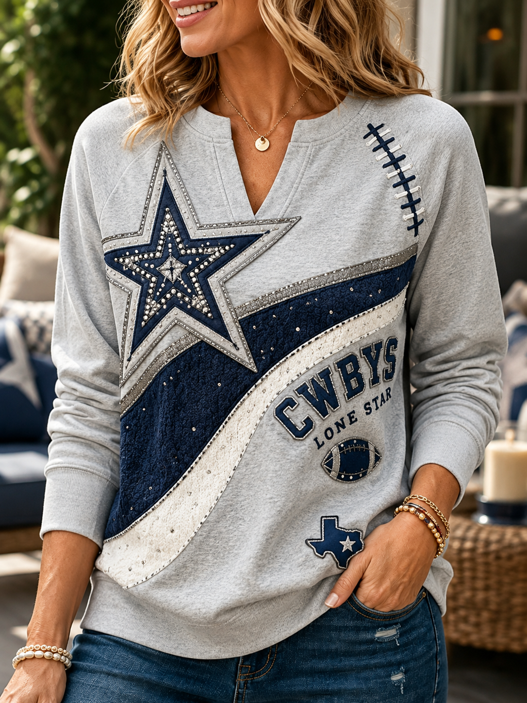 Women's Casual V-Neck Sweatshirt