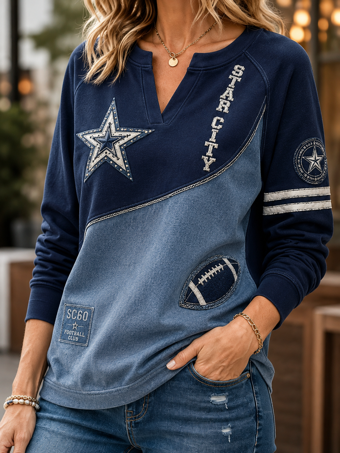 Women's Casual V-Neck Sweatshirt
