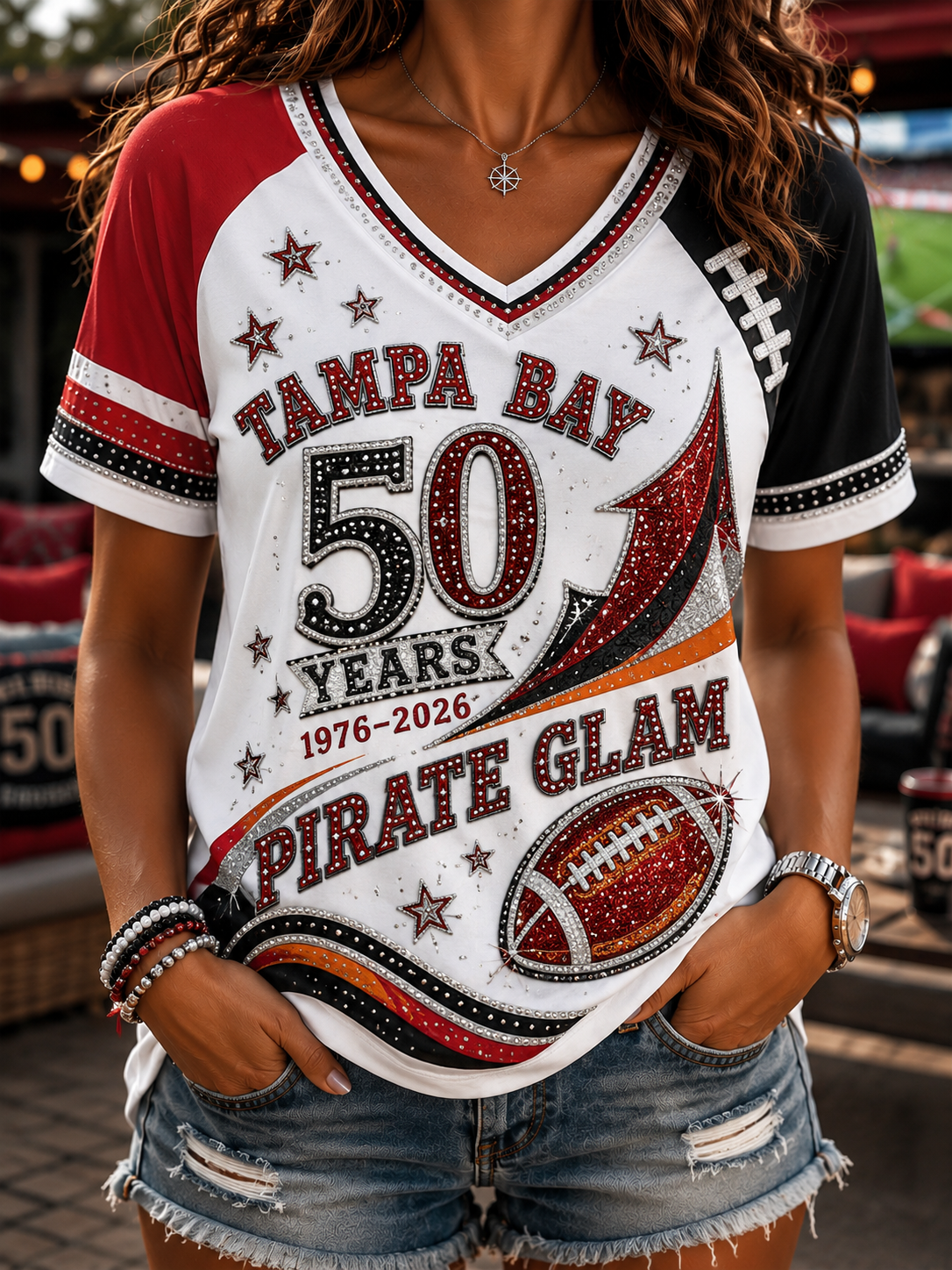 Women's V-Neck Off-Shoulder Short-Sleeved T-Shirt