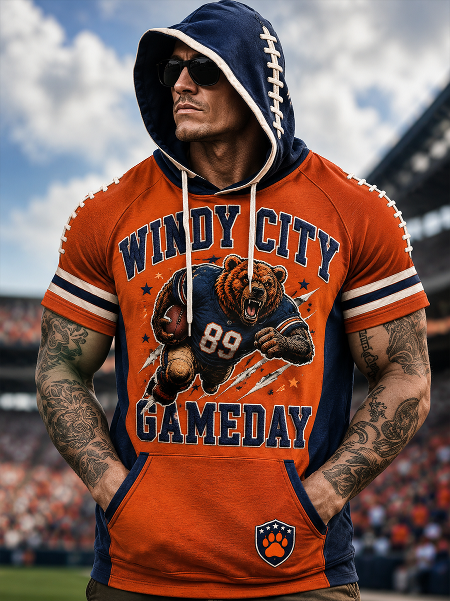 Men's Casual Short Sleeve Hoodie