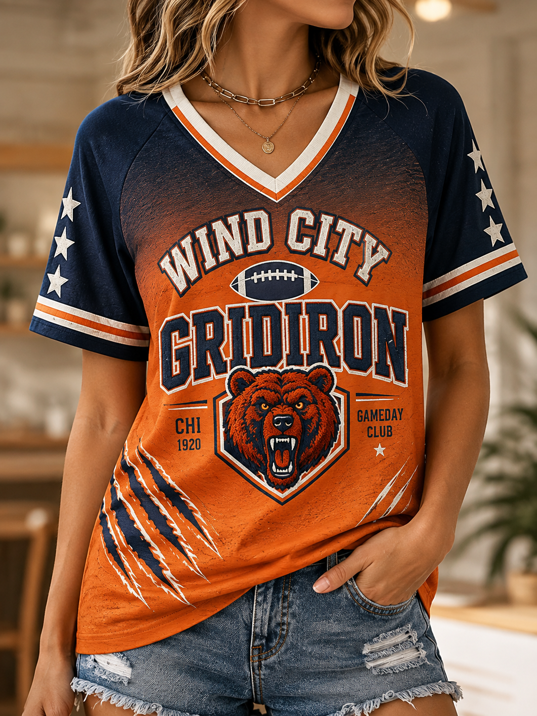 Women's V-Neck Off-Shoulder Short-Sleeved T-Shirt