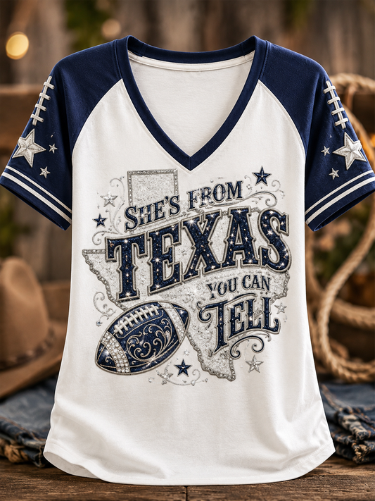 Women's V-Neck Off-Shoulder Short-Sleeved T-Shirt
