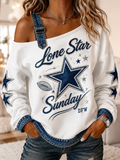 Women's Print Casual Off-Shoulder Sweatshirt