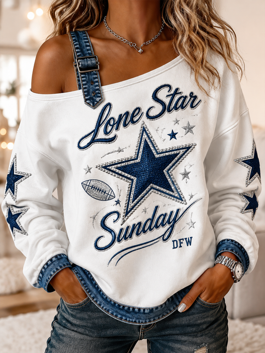 Women's Print Casual Off-Shoulder Sweatshirt