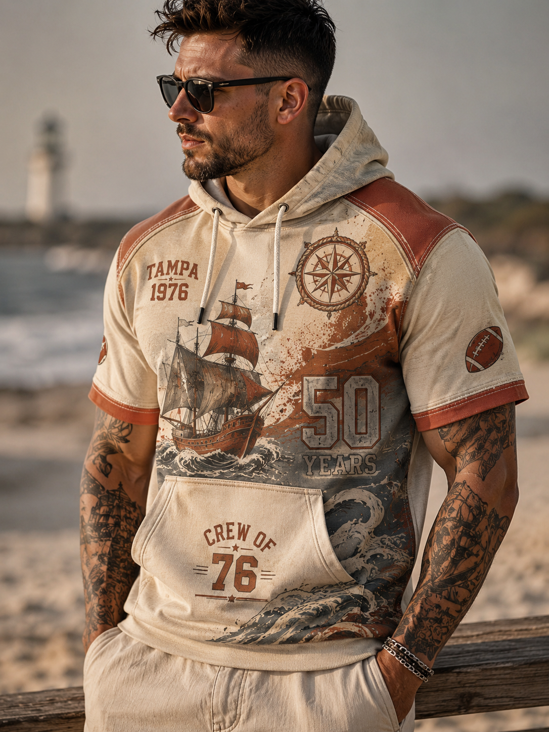 Men's Casual Short Sleeve Hoodie