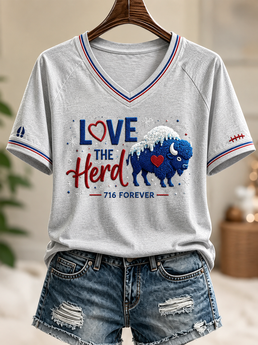 Women's V-Neck Off-Shoulder Short-Sleeved T-Shirt