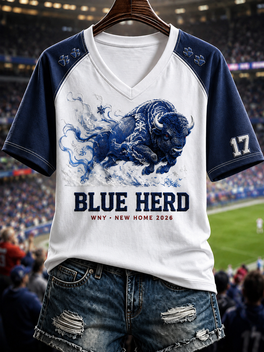 Women's V-Neck Off-Shoulder Short-Sleeved T-Shirt