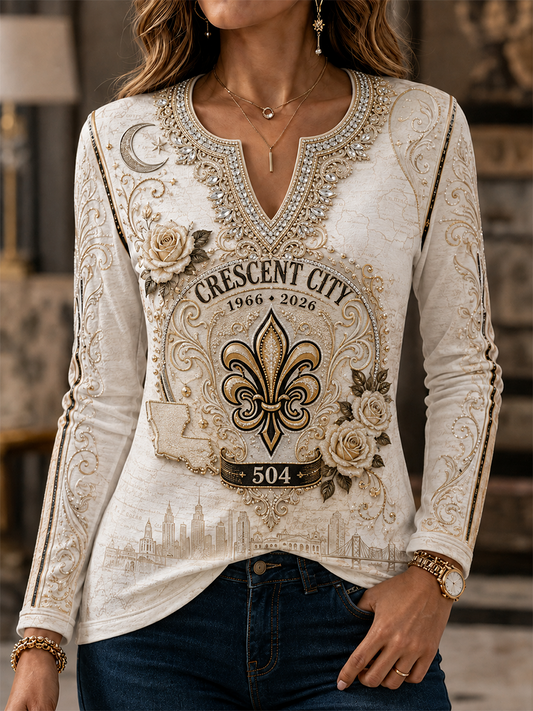 Women's Casual Patchwork V-Neck T-Shirt