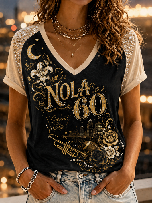 Women's V-Neck Off-Shoulder Short-Sleeved T-Shirt
