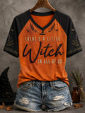Women's Halloween There's A Little Witch In All of Us Art Printed T-shirt