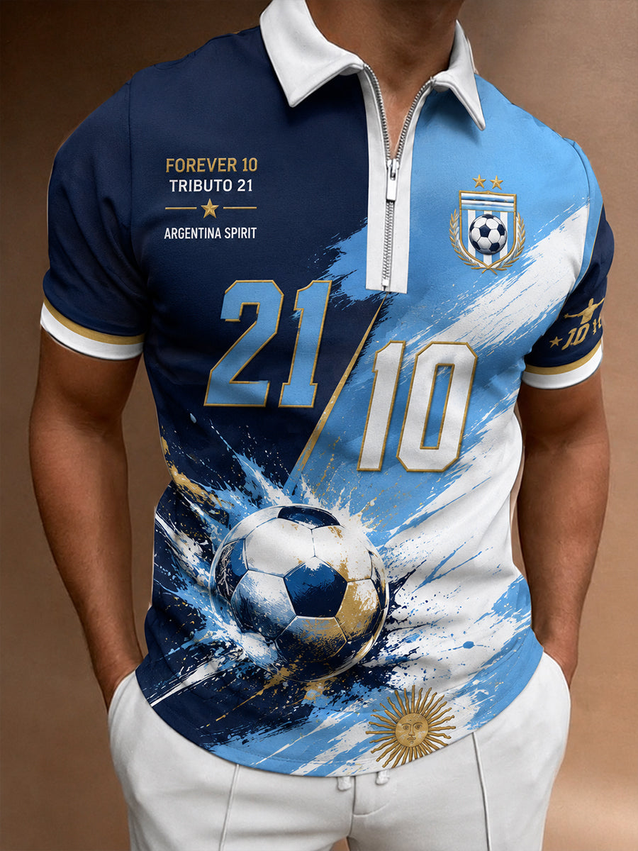 Men's Legendary Player Commemorative Graphic Zip-Front Short-Sleeve Polo Shirt