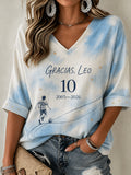 Women's Soccer Legend Retire Memorial Mid-length Sleeves V-Neck T-Shirt