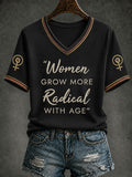 Women's RIP Retro Feminist Icon Printed V-neck T-shirt