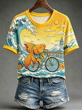 Women's A Woman Without A ManIs Like A Fish Without A Bicycle Illustration Short-sleeved T-shirt