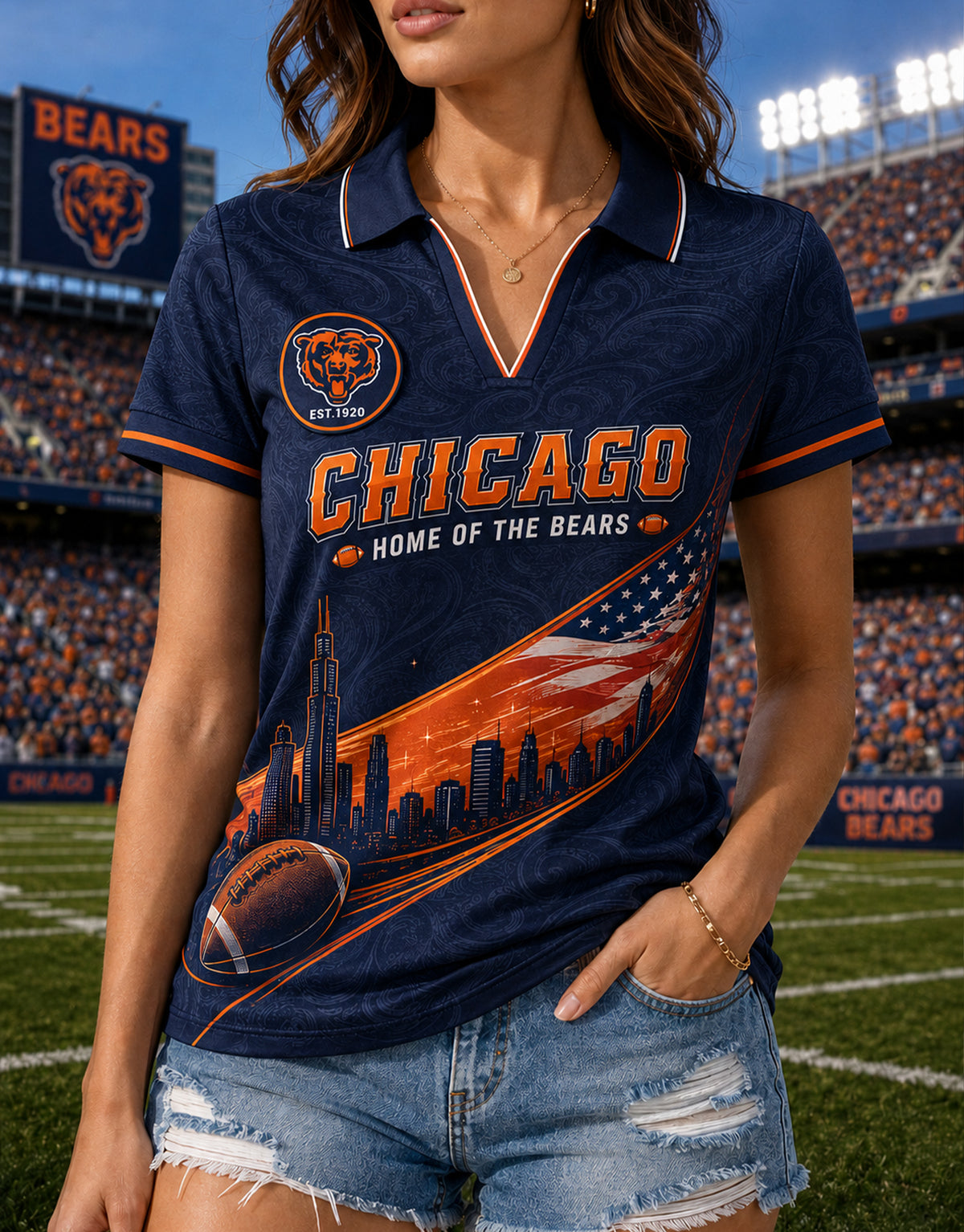 Women's Short-Sleeve V-Neck Polo Shirt