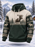Men's Winter Moose Print Casual Hoodie