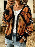 Women's Fall Monarch Butterfly Inspired Print Cozy Cardigan