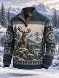 Men's Nordic Forest Animals Four-Button Hoodie