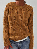 Women's Fall Leaves Inspired Crochet Art Print crew neck sweater