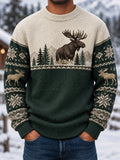 Men's Winter Moose Print Casual Imitation Sweater