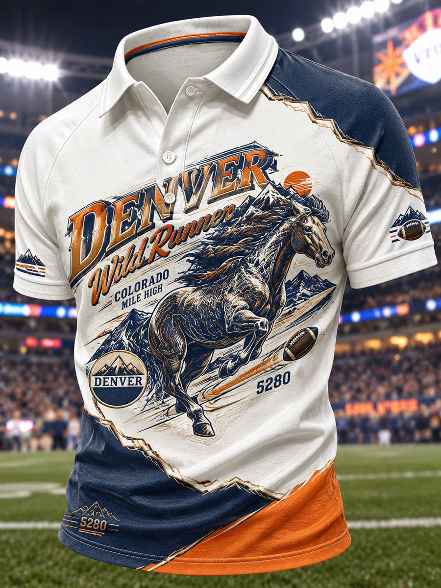 Men's American Rugby Printed Polo Shirt
