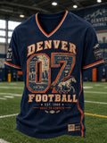 Men's American Rugby Printed V-neck T-shirt
