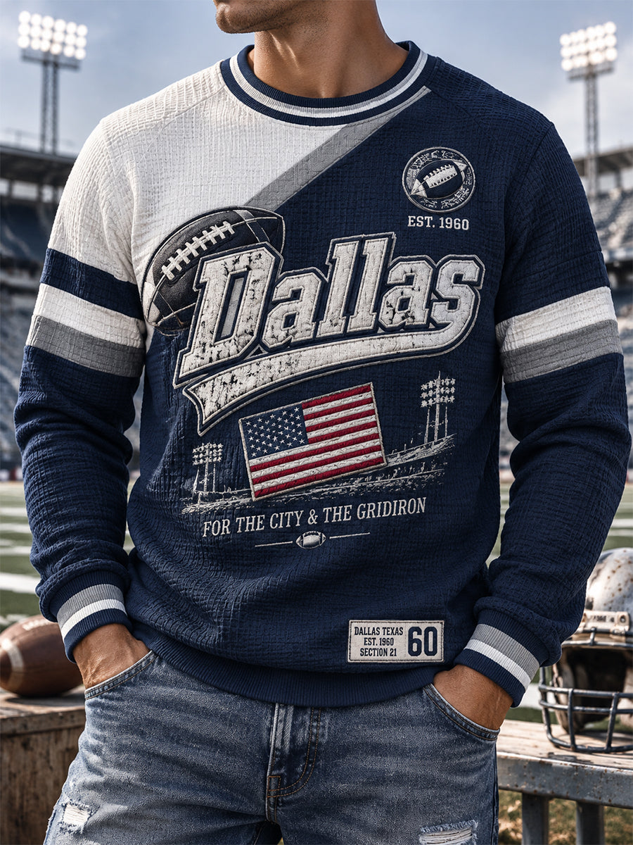Men's American Football Waffle Long-Sleeve Sweatshirt