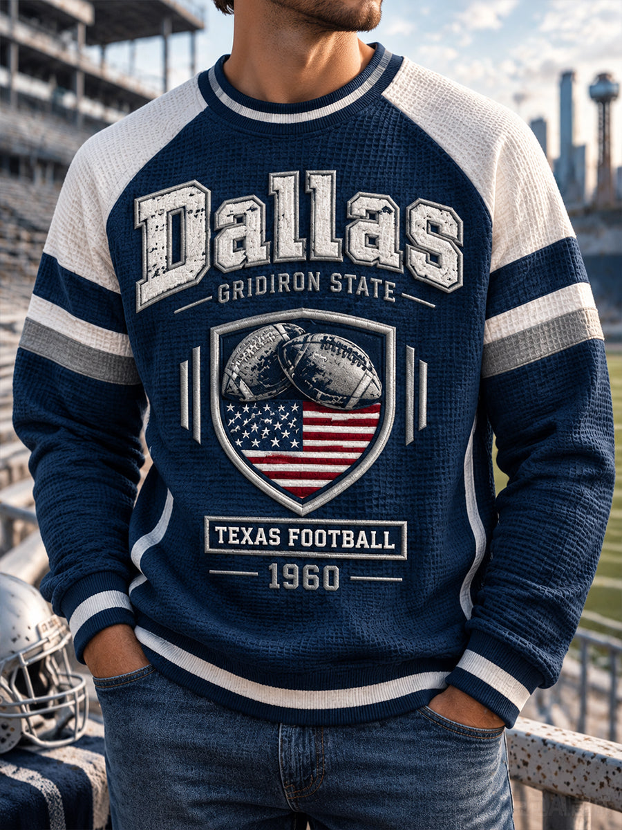Men's American Football Waffle Long-Sleeve Sweatshirt