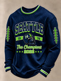 Men's Seattle Football Gameday Gift For Football Fans Waffle Long Sleeve T-Shirt