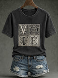 Women's VOTE pattern printed causal short-sleeved T-shirt