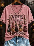 Women's Vote Because A Girl's Gotta Have Options Halloween Print short-sleeved T-shirt
