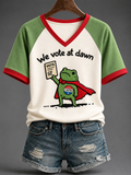 Women's VOTE V-neck Off-shoulder Short-sleeved T-shirt
